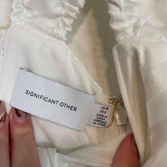 Significant Other Celia White Embroidered Palm Puff Sleeve Mini Dress NWT 6 - Picture 9 of 11